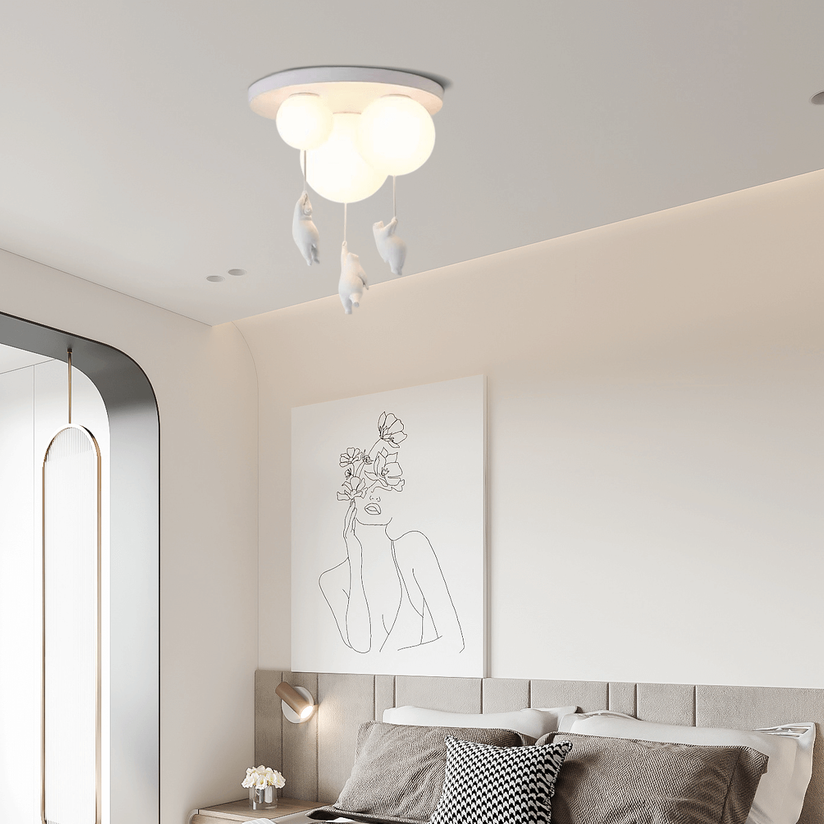 Modern Balloon Bear Ceiling Light for Bedroom